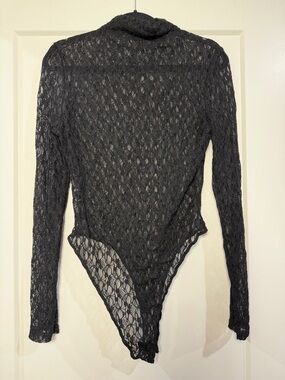 Black Lace Long-Sleeve Bodysuit